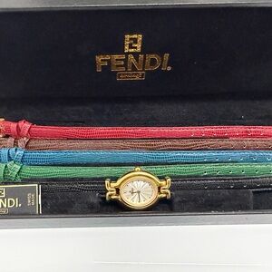 Fendi Gold Watch with Colorful Straps